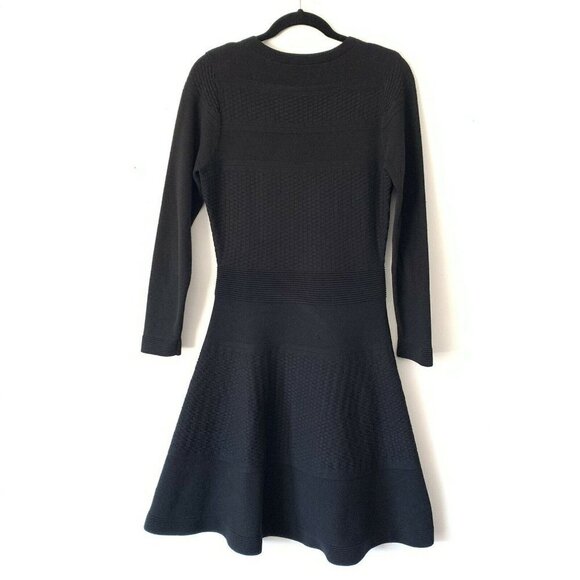 Sandro Textured Knit Long Sleeve Fit & Flare Dress - Picture 6 of 8